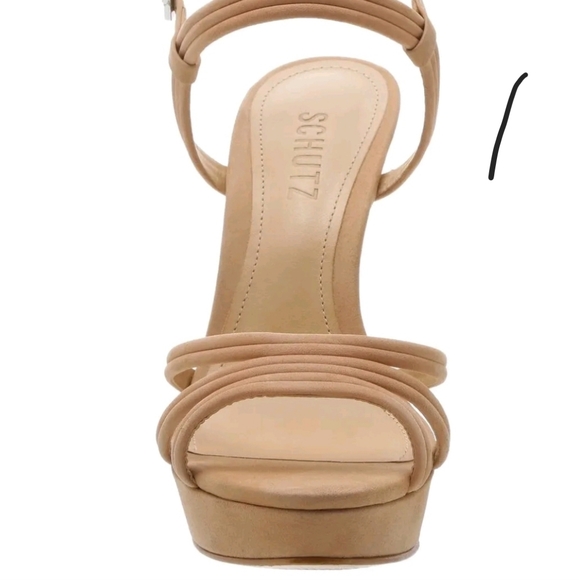 Schutz Bogga Platform Sandal HONEY BEIGE 5" Heel 1" Platform - Picture 5 of 8